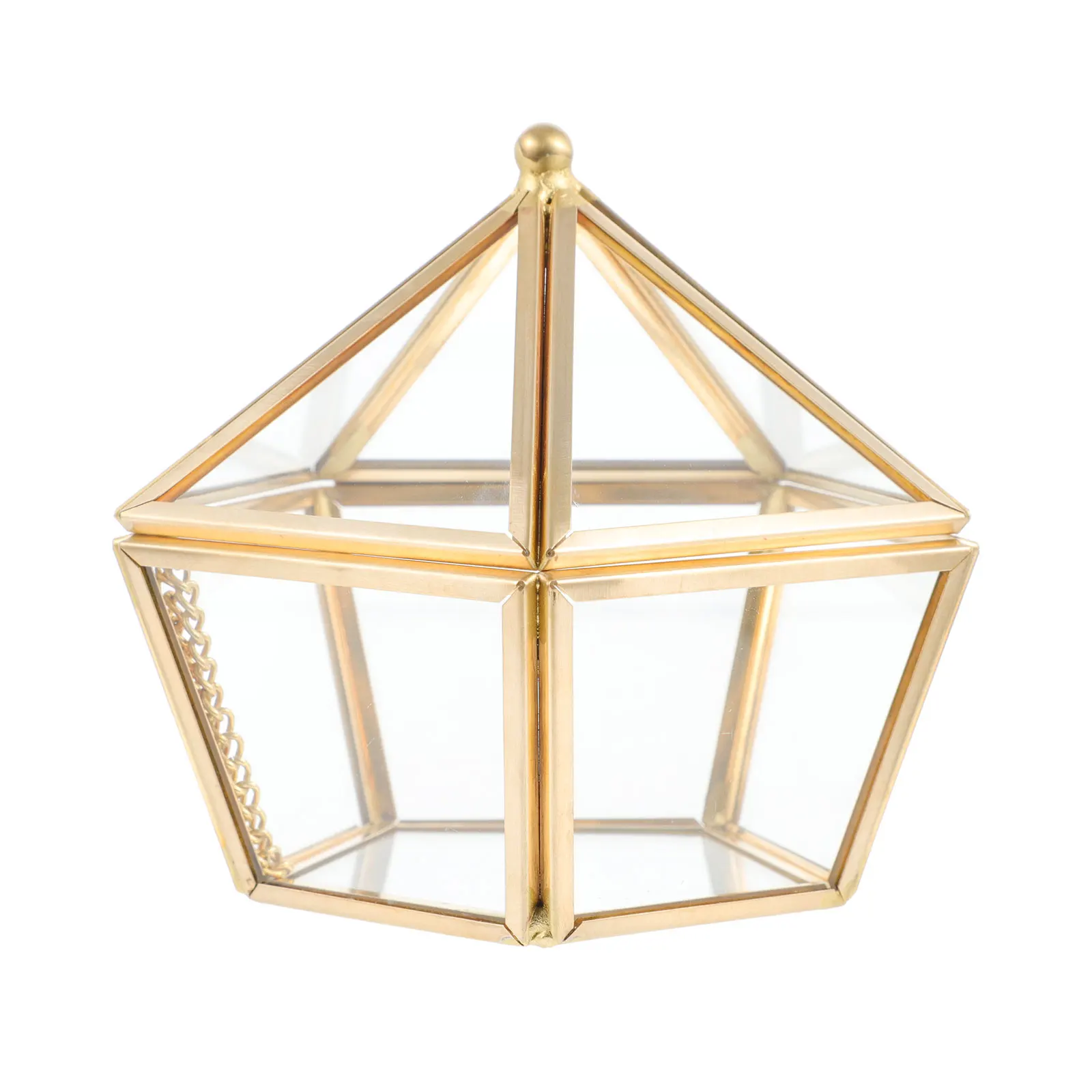 

Glass Storage Box Transparent Organizer Retro Style Jewelry Holder For Rings Necklaces Earrings Vintage Metal Glass Jewelry Case