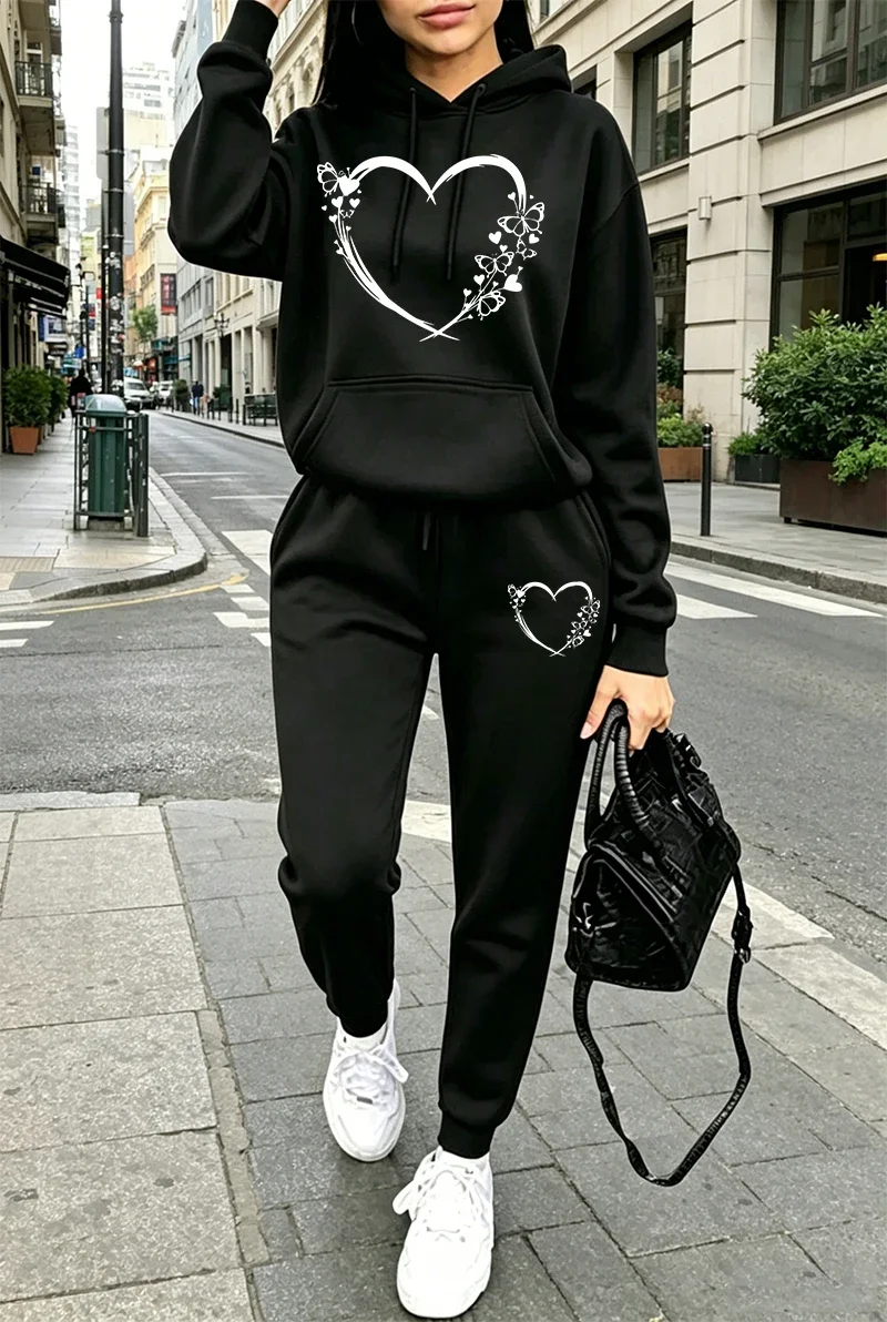 Womens Tracksuit Printing Casual Hoodie Sweatshirts Outdoors Fitness Sports Jogging Clothing Autumn Winter Quality Sportswear
