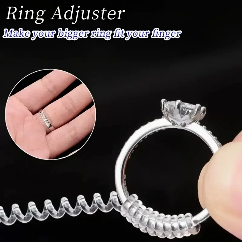 Transparent Silicone Ring Size Adjuster Invisible Spiral Ring Reducer For Loose Rings Anti-slip Ring Resizer
