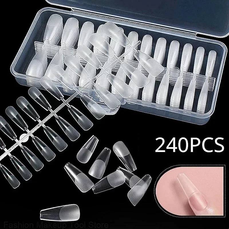 

240PCS Upgraded Matte Soft Gel Full Cover Nail Tip No Filed Pre-shaped Clear Acrylic False Gelly Nail Tip for DIY Press On Nails