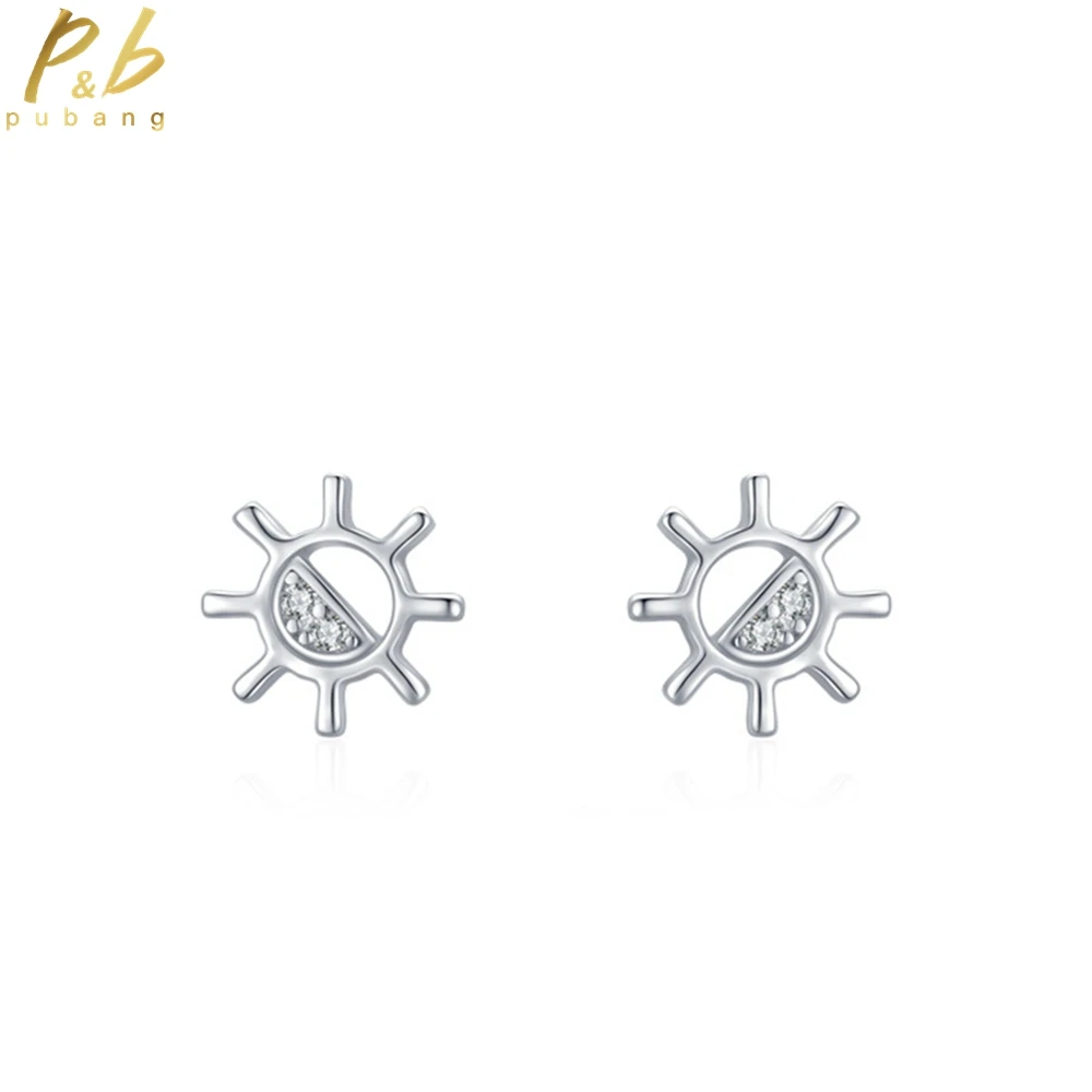 

PuBang Fine Jewelry Solid 925 Sterling Silver High Carbon Diamond Engagement Cocktail Stud Earrings for Women Gift Drop Shipping