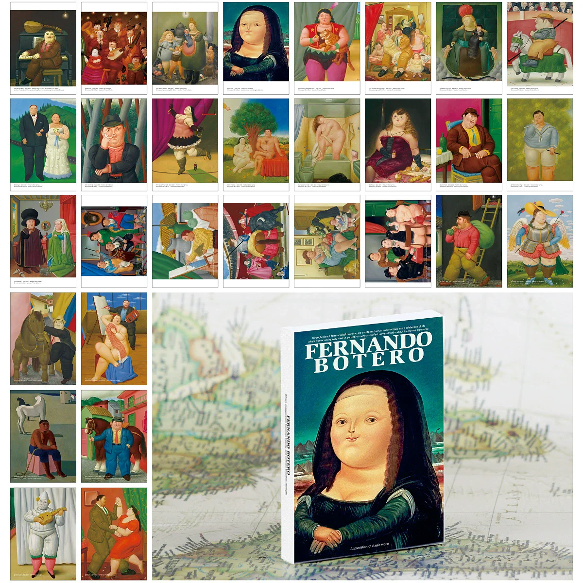 

30Pcs/Set Fernando Botero Art Postcards - Classic Oil Painting Artistic Greeting Cards for Collection Decoration