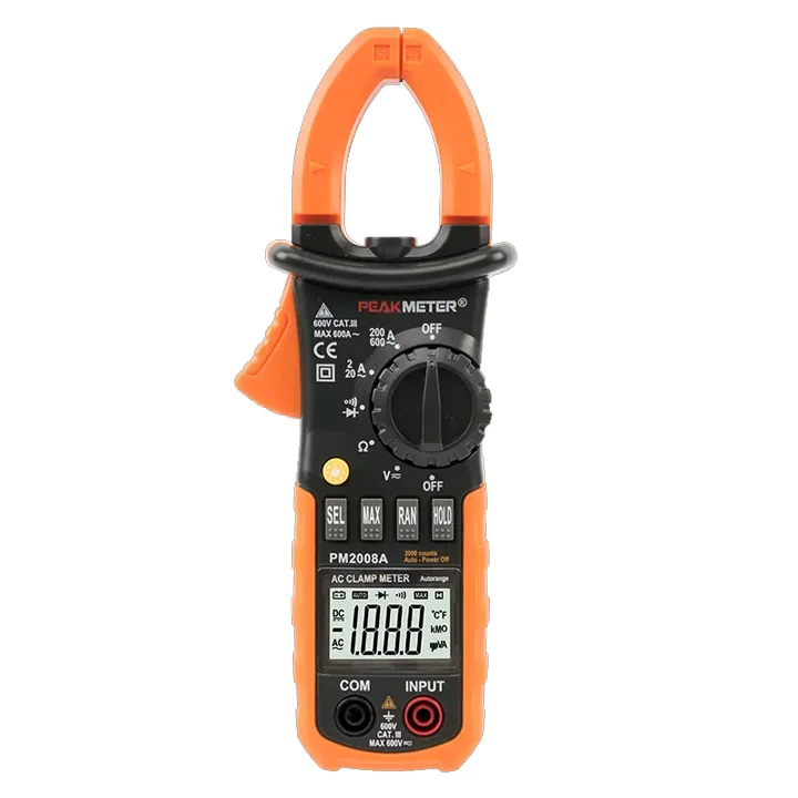Peak Meter PM2008A 2000 Counts LCD Display Digital Clamp Multimeter Continuity Diode Testing With Auto / Manual Range