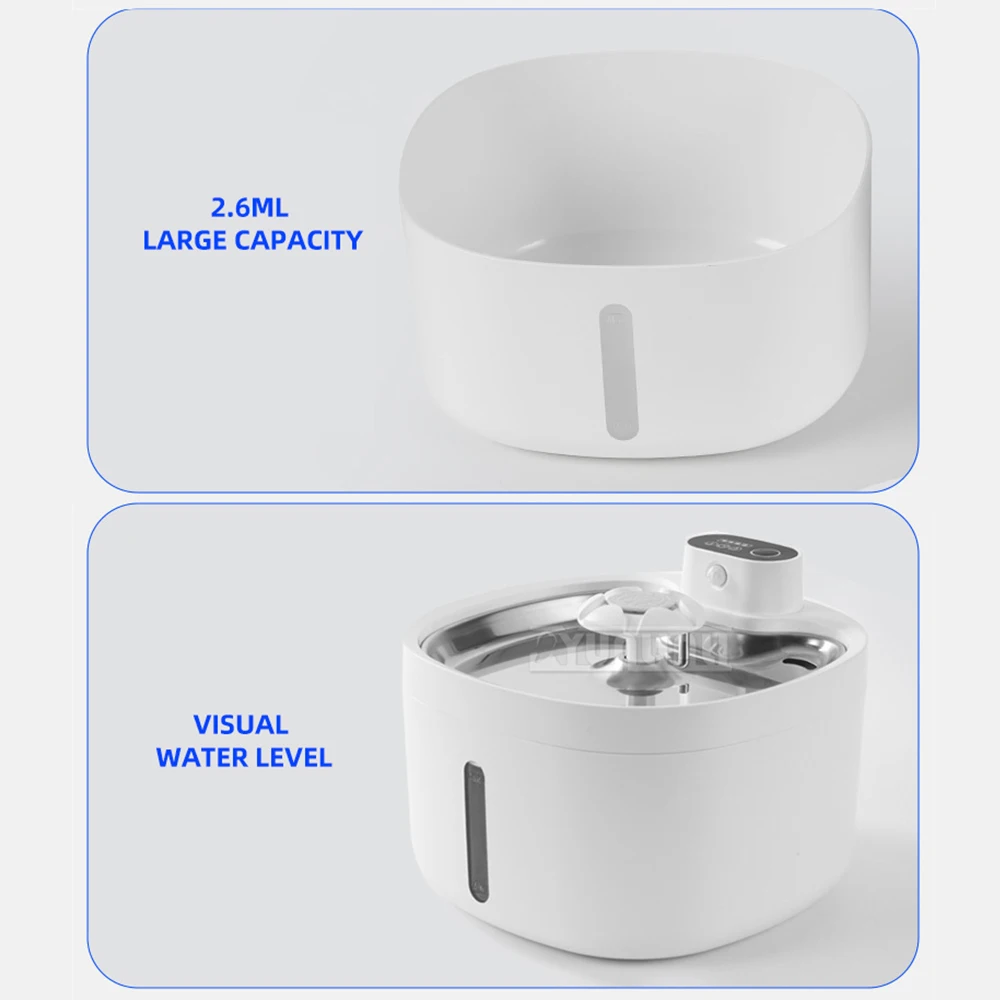 2025 DC07 موزع مياه ذكي للحيوانات الأليفة، موزع مياه استشعار تلقائي، فلتر متداول، قابل للفصل والغسل