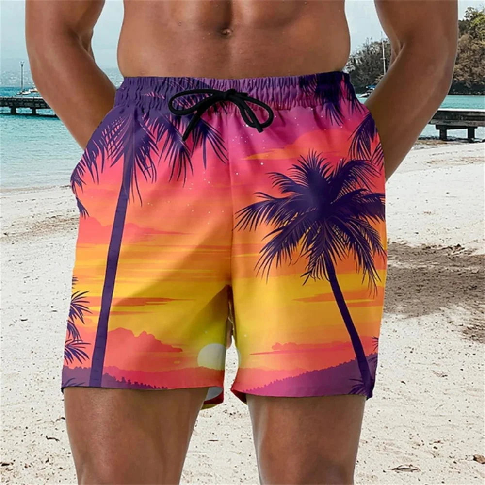 

Summer Hawaiian Beach Shorts For Men 3D Printed Coconut Trees Graphic Swimming Trunks Women 2025 New Fashion Board Shorts Pant