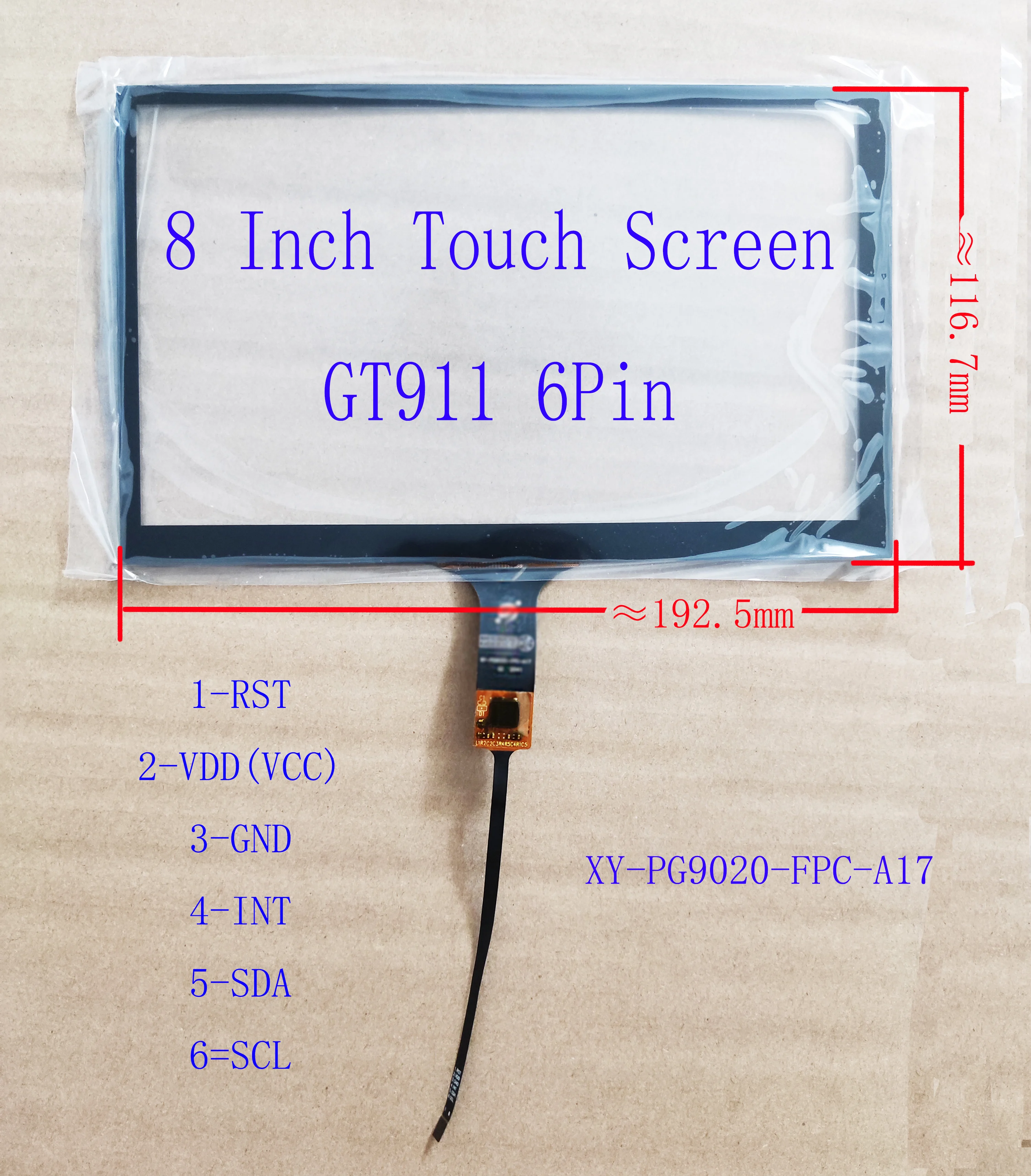 8 Inch Touch Screen Digitizer Sensor Handwriter Glass Panel For Radio GT911 6Pin 193*117mm 192*116mm XY-PG9020 FPC