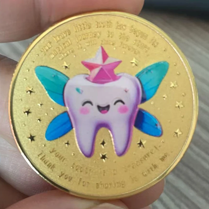 Cartoon Tooth Fairy Commemorative Coin Cute Little Girl Collection Coin
