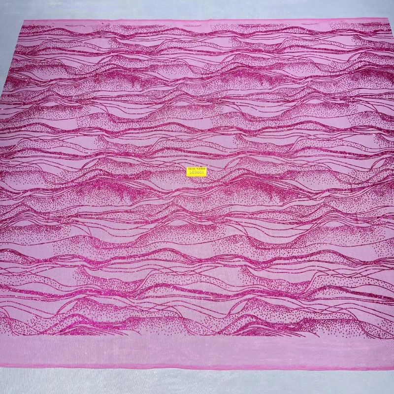 

10 Yards Rose Red Fadhion Africa Glitter Fabric Embroidery Net Lace Glued Glitter Sequins Wedding Party Spray gold Tull fabric