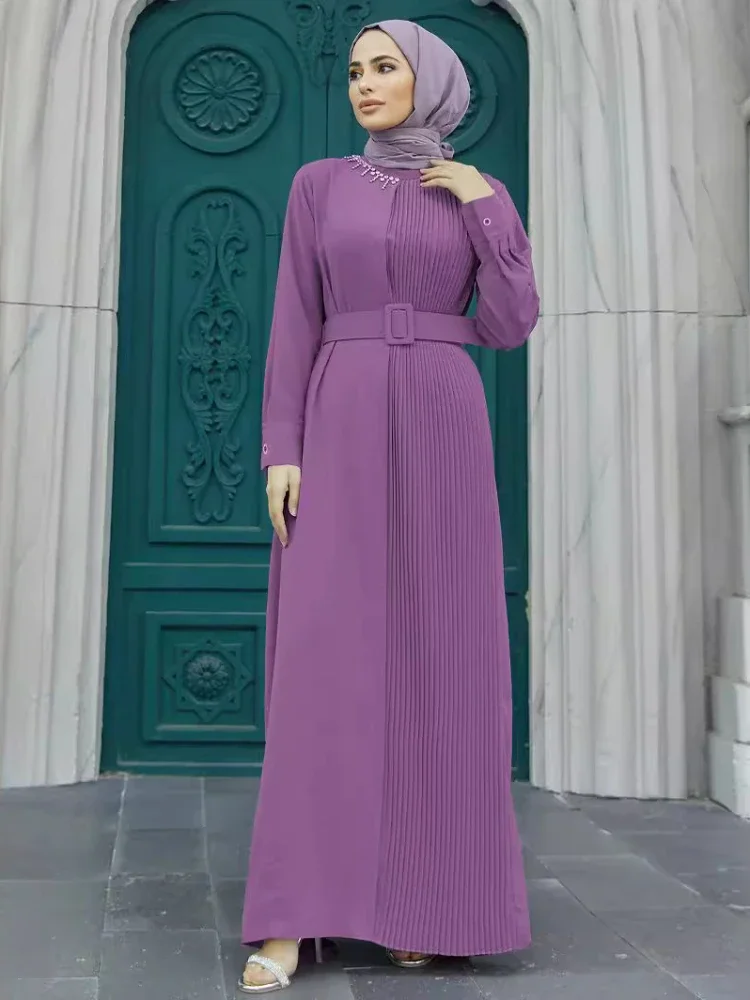 

Eid Party Dress Abaya for Women Ramadan Lace-up Caftan Muslim Vestidos Largo Kaftan Islam Dubai Arab Long Dresses Robe 2024