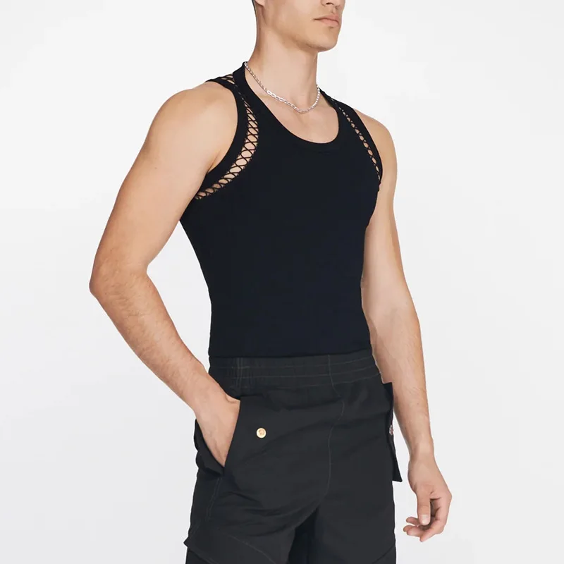 Versatile White Loose Casual Vest Men's New Summer Street Sleeveless I-shaped Vest Suspender Top