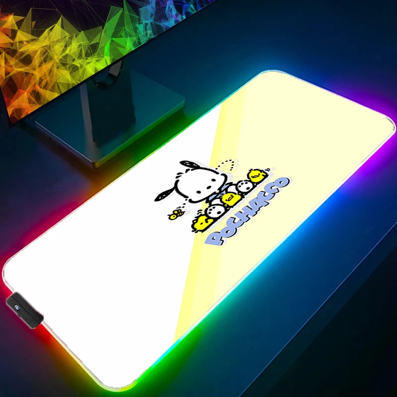 

RGB Mouse Pad P-pochacco gamer Large LED Keyboard NonSlip Rubber Computer Carpet Desk Mat PC Gamer Backlight Anime XXL MousePad