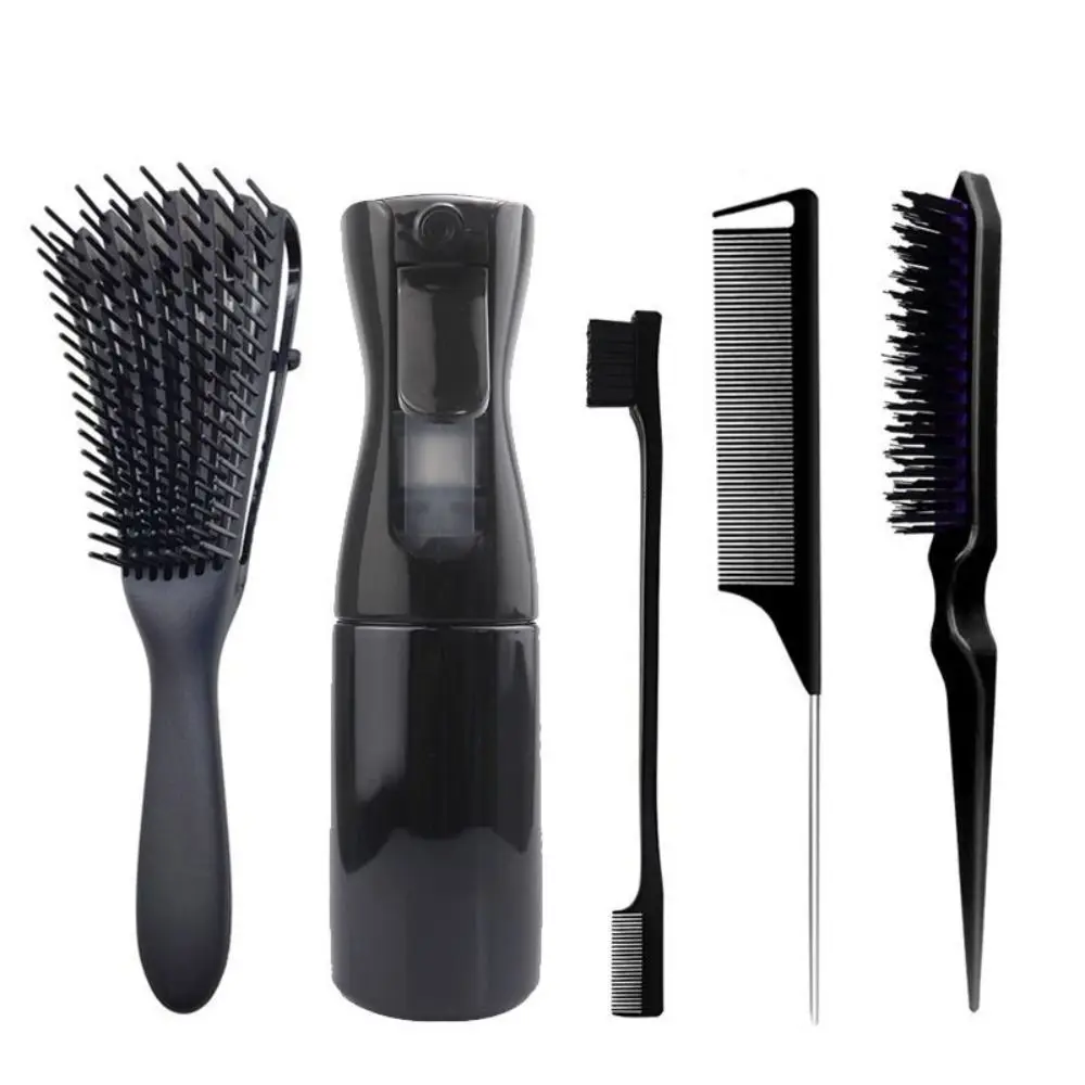 5 Pcs New Plastic Hair Styling Tools Set Spray Bottle Unisex Hair Styling Comb Set Tip Tail Comb Hair Tools Teasing Hair Brush