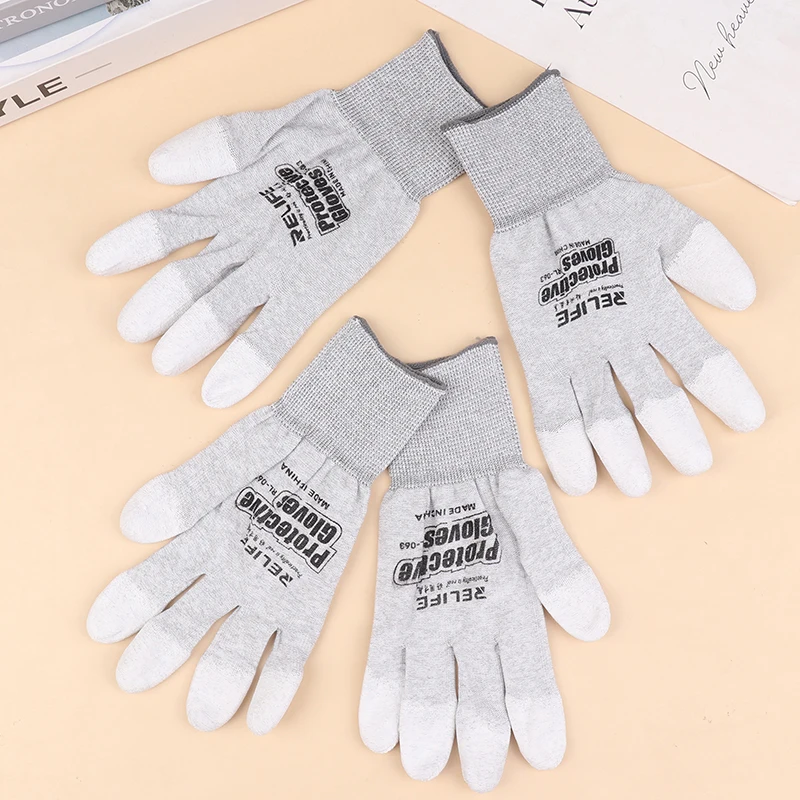 1 Para Rękawic Antystatycznych RL-063 Antypoślizgowe Rękawice ESD do Pracy Elektronicznej z Powłoką Ochronną na Palce do Naprawy Telefonów i Komputerów