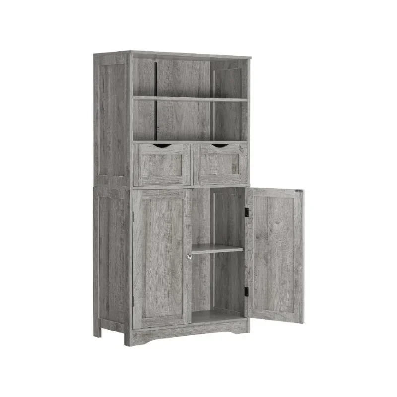 Tall Bathroom Cabinet, Storage Cabinet with 2 Drawers & Adjustable Shelves, Bathroom Floor Cabinet