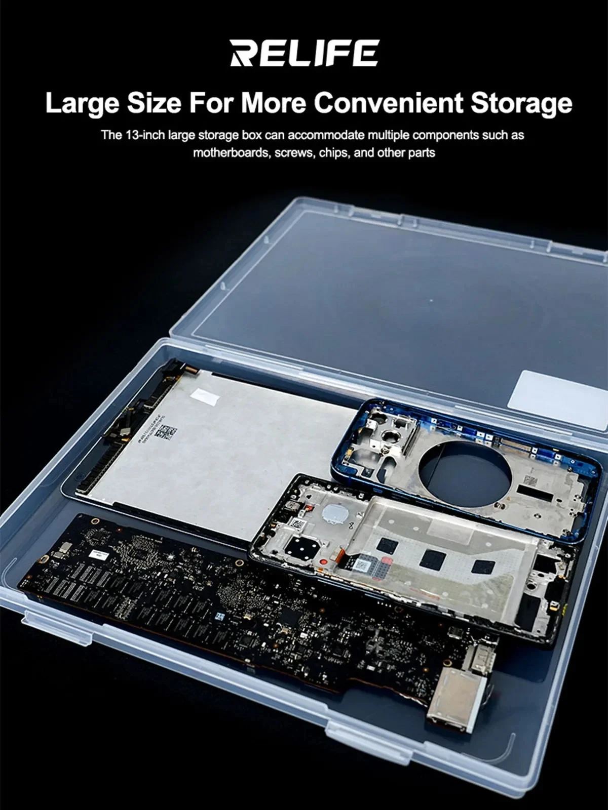 RELIFE TO3 Storage Box Laptop Repair Multifunctional 13-inch For LCD screen Motherboards,Screws,Chips Storage Box Organizer