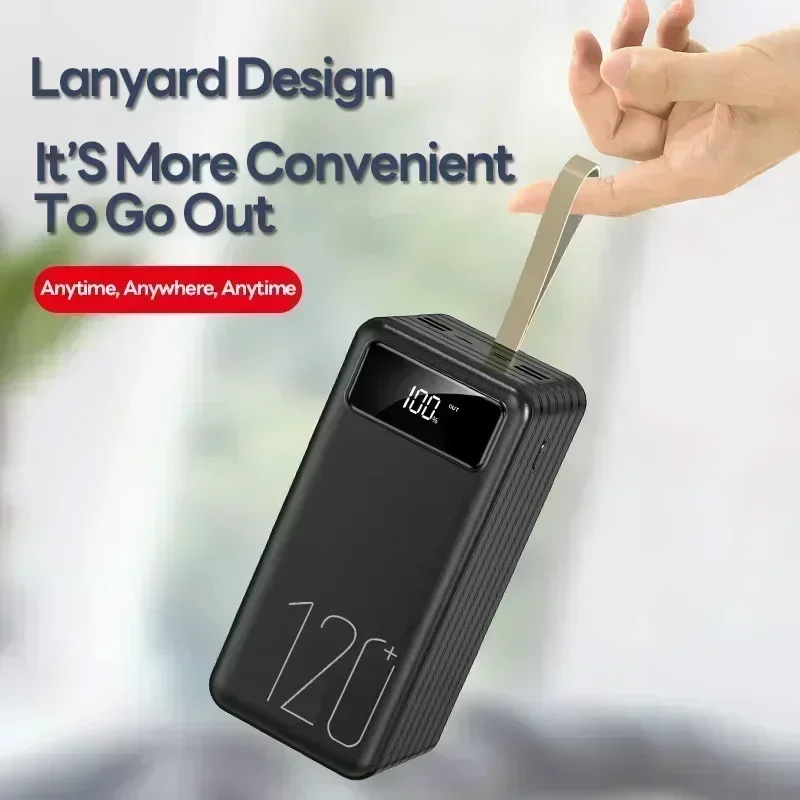 Portable Power Bank 120000mAh 66W Fast Charging Powerbank Cell Phone Charger External Battery Backup Power for Xiaomi Huawei