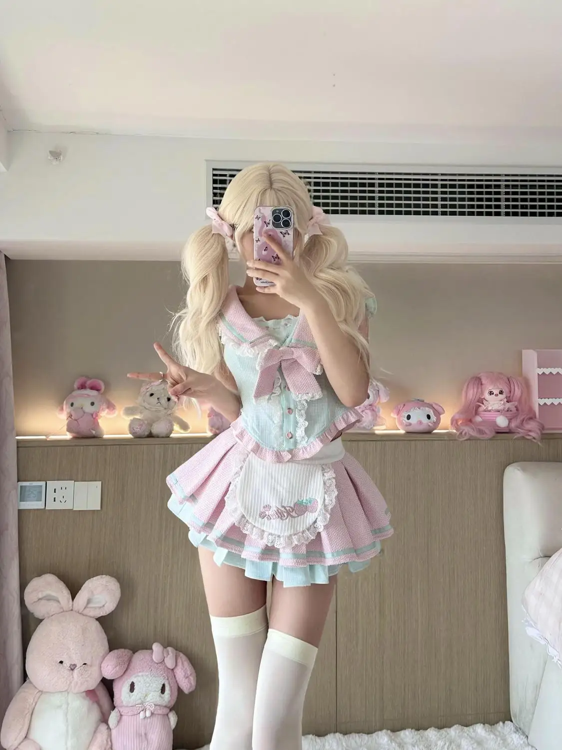 

Bow Sailor Collar Lace Short Sleeved Shirt + High Slim Waist Puffy Skirt Sweet Girl Skirt Sets Two Piece Sets Women Y2k Suits