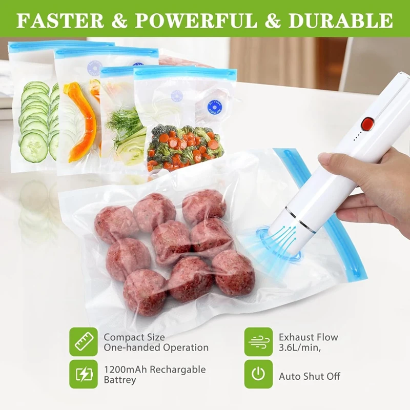 Vacuum Sealer Machine Portable Handheld Vacuum Sealer With 5Pcs Reusable Vacuum Bags For Food Preservation -Regular Supplies