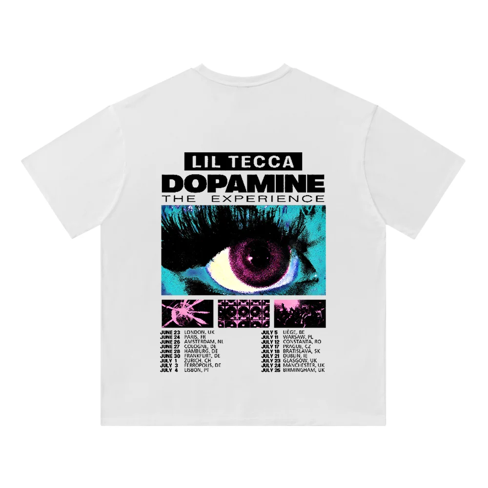 

Lil Tecca Dopamine The Experience Tour Cotton T-Shirt HipHop Style Tee Shirt Printed Round Neck Short Sleeved