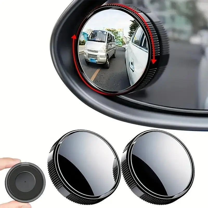 Car Blind Spot Mirror，360° Wide Angle Side Rear View Mirror with Sucker，2 Inch  Round HD Glass Convex Mirror for Cars and Trucks