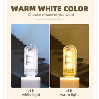5 pièces Portable USB bande lumière Mini Led blanc chaud veilleuses USB prise livre lampe chambre éclairage de secours pour batterie externe PC 4