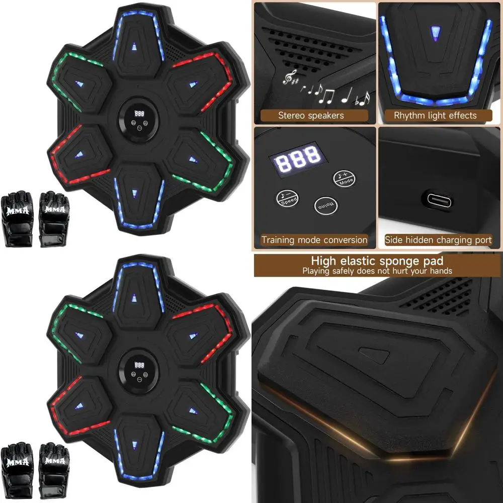

Music Boxing Game Machine, Rhythm LED Punching Pad for Home Workout Gym, Wall-Mount Punch Target for Kids & Adults, 9 Speeds