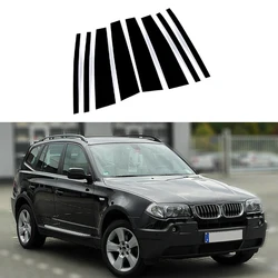 8Pcs Car Accessories for BMW X3 2004 2005 2006 2007 2009 2010 Glossy Black Door Window Pillar Posts Cover Trim Kits Replacement