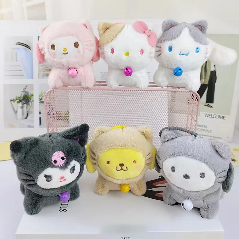 

Sanrio плюшевый брелок для ключей с кошкой, Женская милая подружка, милый Декор для комнаты, праздничные подарки, игрушки для девочек, малышей