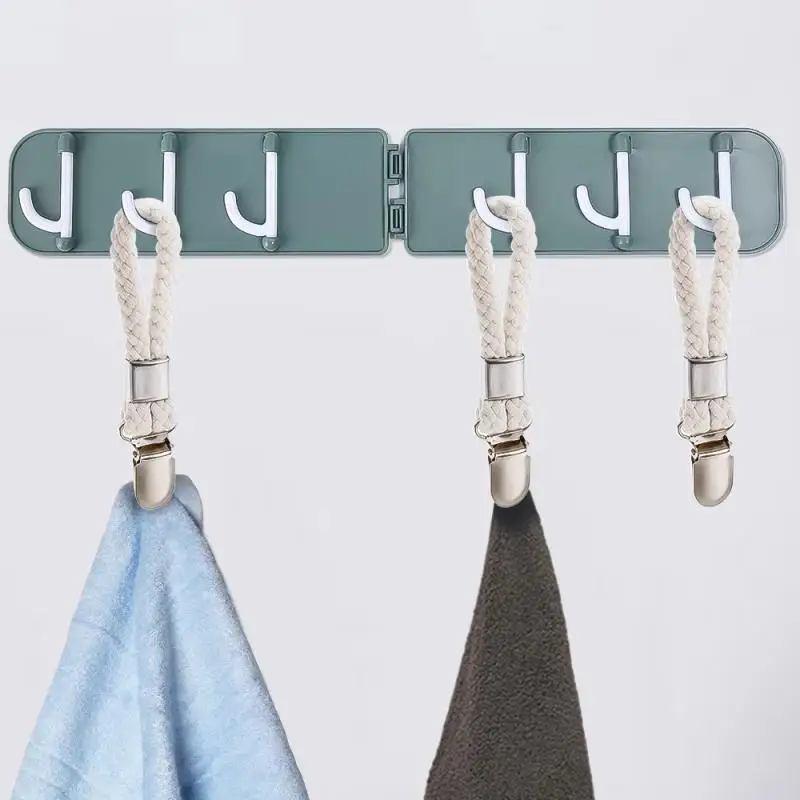 Towel Clips Braided Cotton Loop Towel With Metal Clamp Multi Purpose Hooks Socks Clothes Hanger Kitchen Household Storage Clips