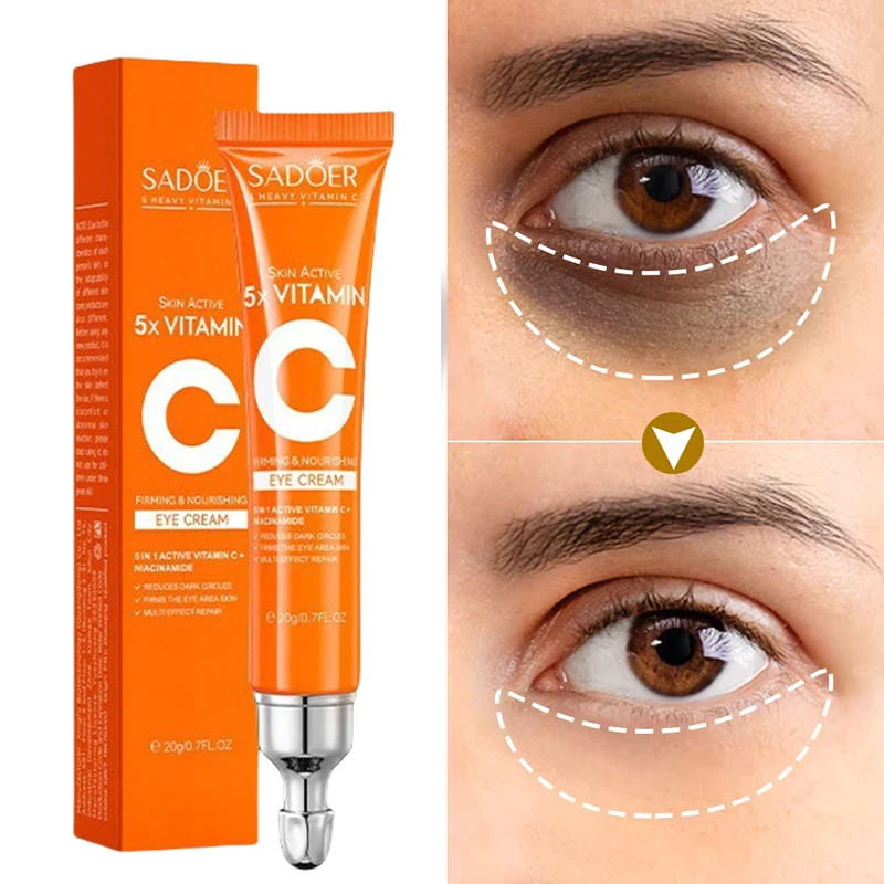 

Sadoer Vitamin C Eye Cream Dark Circles Eye Bags Removal Puffiness Under Eyes Contour Anti Wrinkle Eye Serum Korean Cosmetics20g