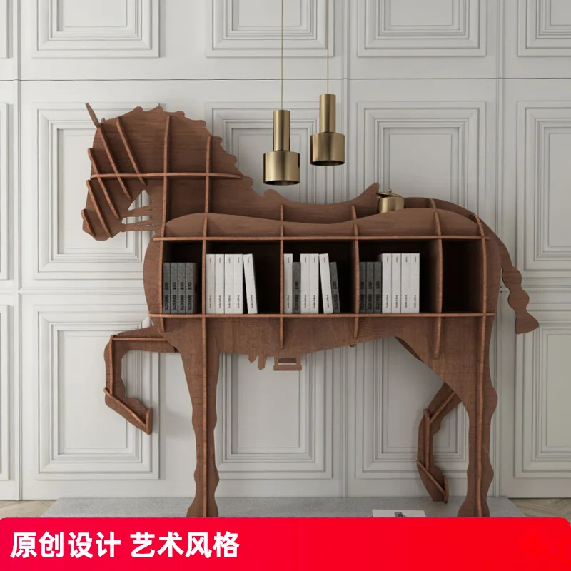 

Creative Bookshelf Light Household Bookcase Solid Wood Shelf Sofa Side Cabinet Entrance Living Room Partition Cabinet Dis
