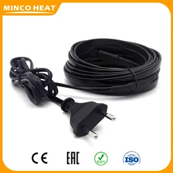 Minco Heat Self-Regulating Heating Cable 220V 1~10m Water Pipe Anti-Freeze Protection with EU Plug Attached Electric Wire