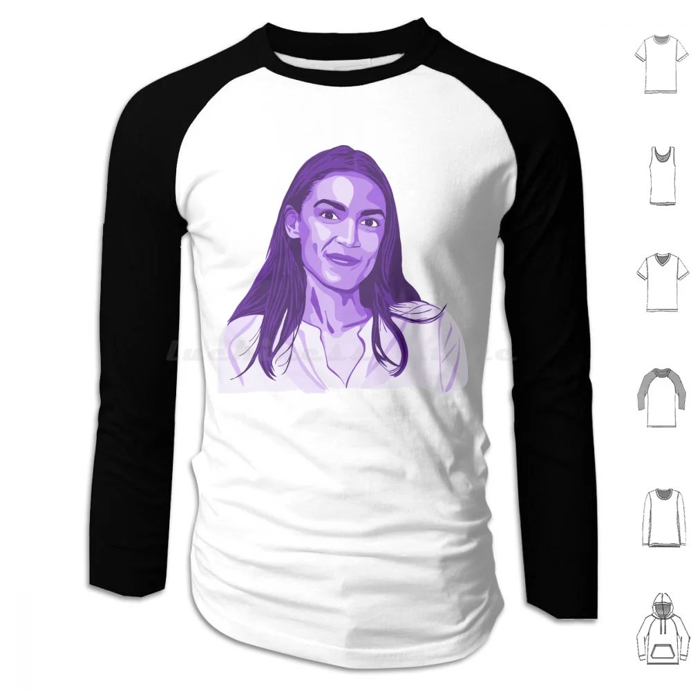 Alexandria-Retrato verde Sudaderas con capucha de manga larga Feminismo feminista Kamala Aoc Alexandria Herstory Progressive Progress