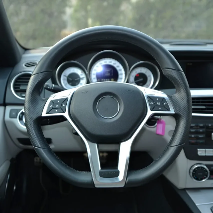 Car Steering Wheel Chrome Panel Cover Trim For Mercedes Benz AMG A B C E GLK GLA CLA CLS Class W176 W246 W204 W212 W156 W117 view 3