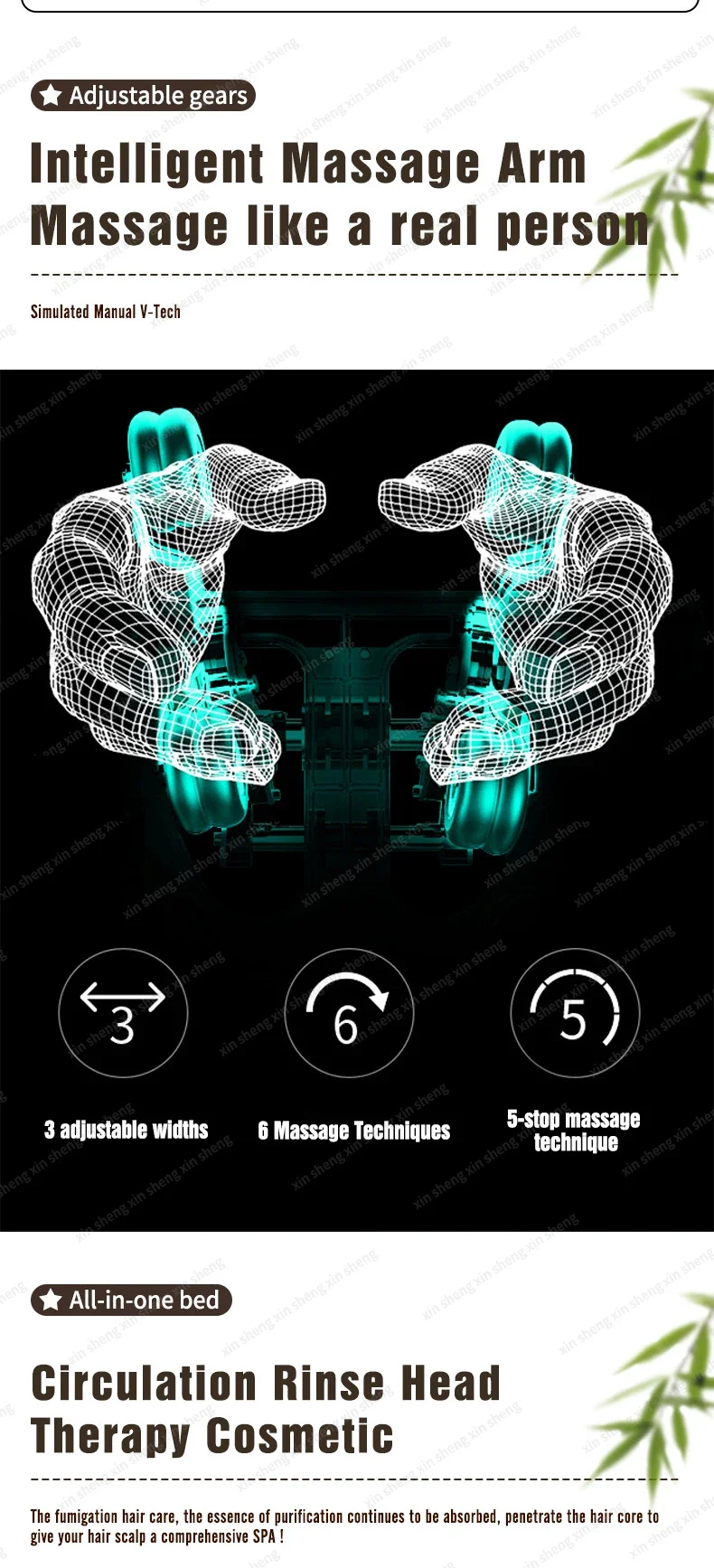 XinSheng Professionelle Elektrische Massageliege Kopf-SPA Salon-Massagetisch Haarwasch- und Dampfbetten Friseursalon Smart-Möbel – Detail 6