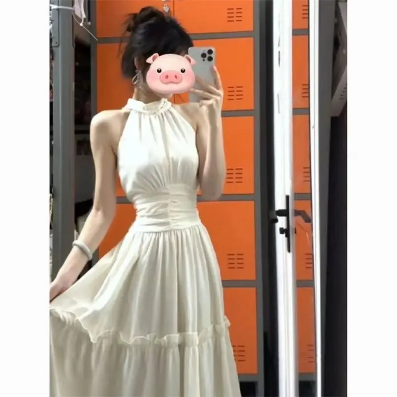 فساتين نسائية بدون أكمام لحفلات الزفاف وحفلات الزفاف والربيع والحرير ومنظور شفاف وطبقات نزهة أنيقة متدفقة