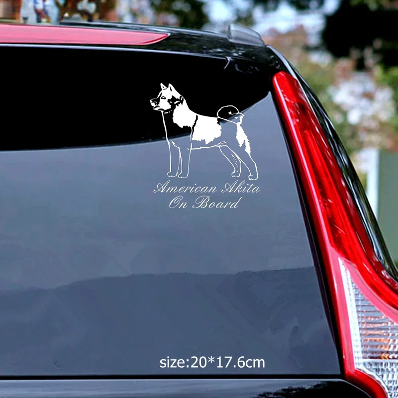 Car Stickers American Akita on Board Vinyl Decals Car Motorcycle Bumper Body Rear Window Decorative Decals,20CM*18CM