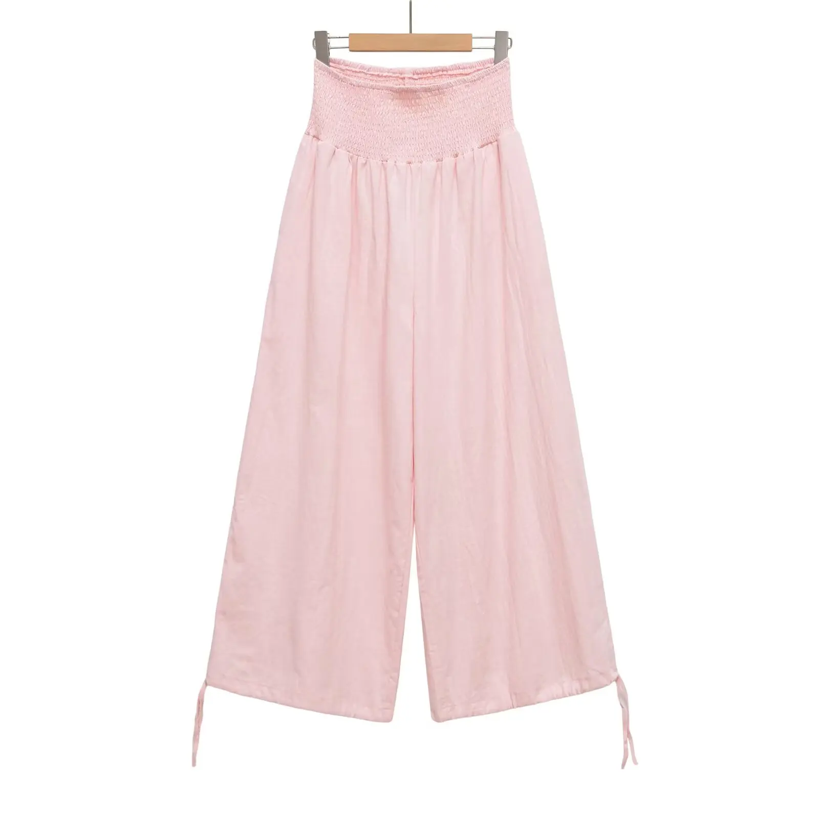 Nlzgmsj 2026 Sommer Damen Freizeit-Set in Pink mit O-Ausschnitt und Fledermausärmeln, modische gesmokte Taille, weite Haremshose, Alltags-Outfit – Detail 8