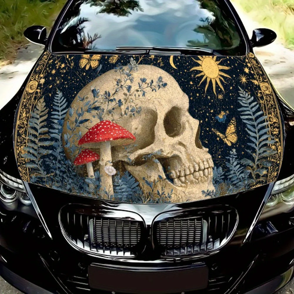 

Skull with Butterflies,Car Hood Decal, Self-Adhesive Waterproof PVC Car hood Sticker,Car Decoration Scratch Resistant Sticker Pr