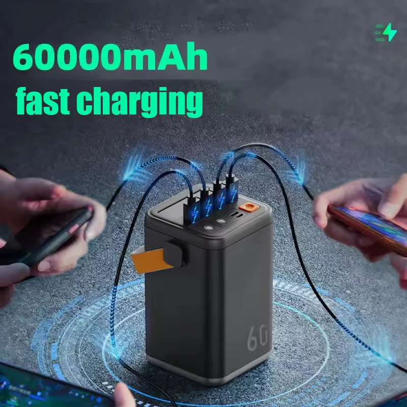 60000mAh large capacity powe bank 36W high power outdoor emergency energy storage power supply outdoor power bank with LED light