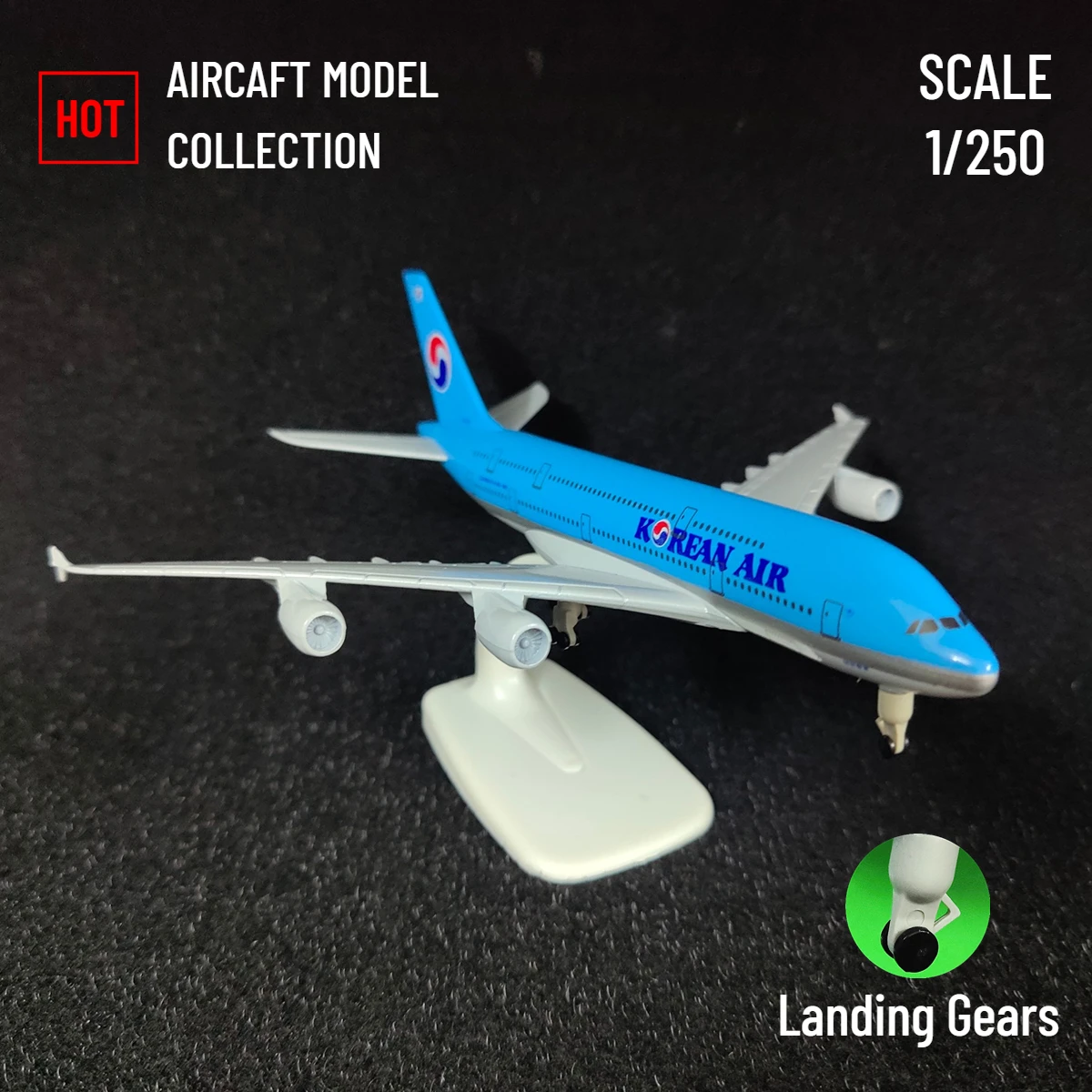 Avion l\'inventaire coréen A380, 20cm, échelle 1:250, en métal, décoration de chambre, cadeau de Noël, jouets pour garçons