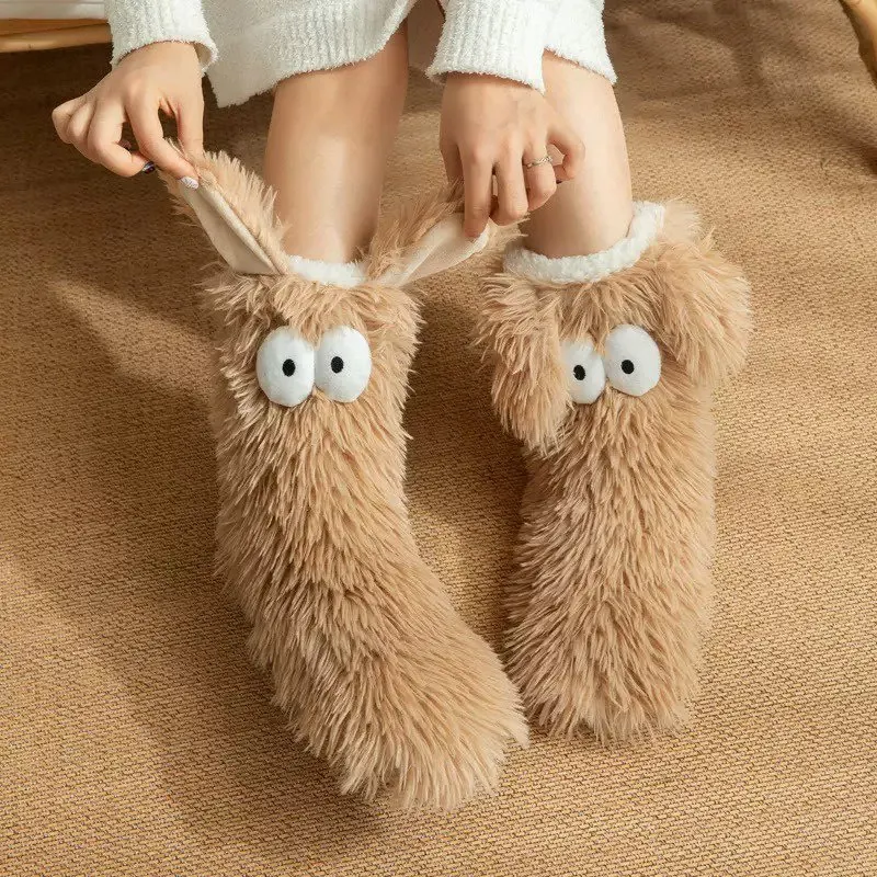 

Lambskin Floor Socks for Adults Cartoon Thickened and Fleece SocksHousehold Indoor Creative Anti-slip Women's Fleece Snow Socks