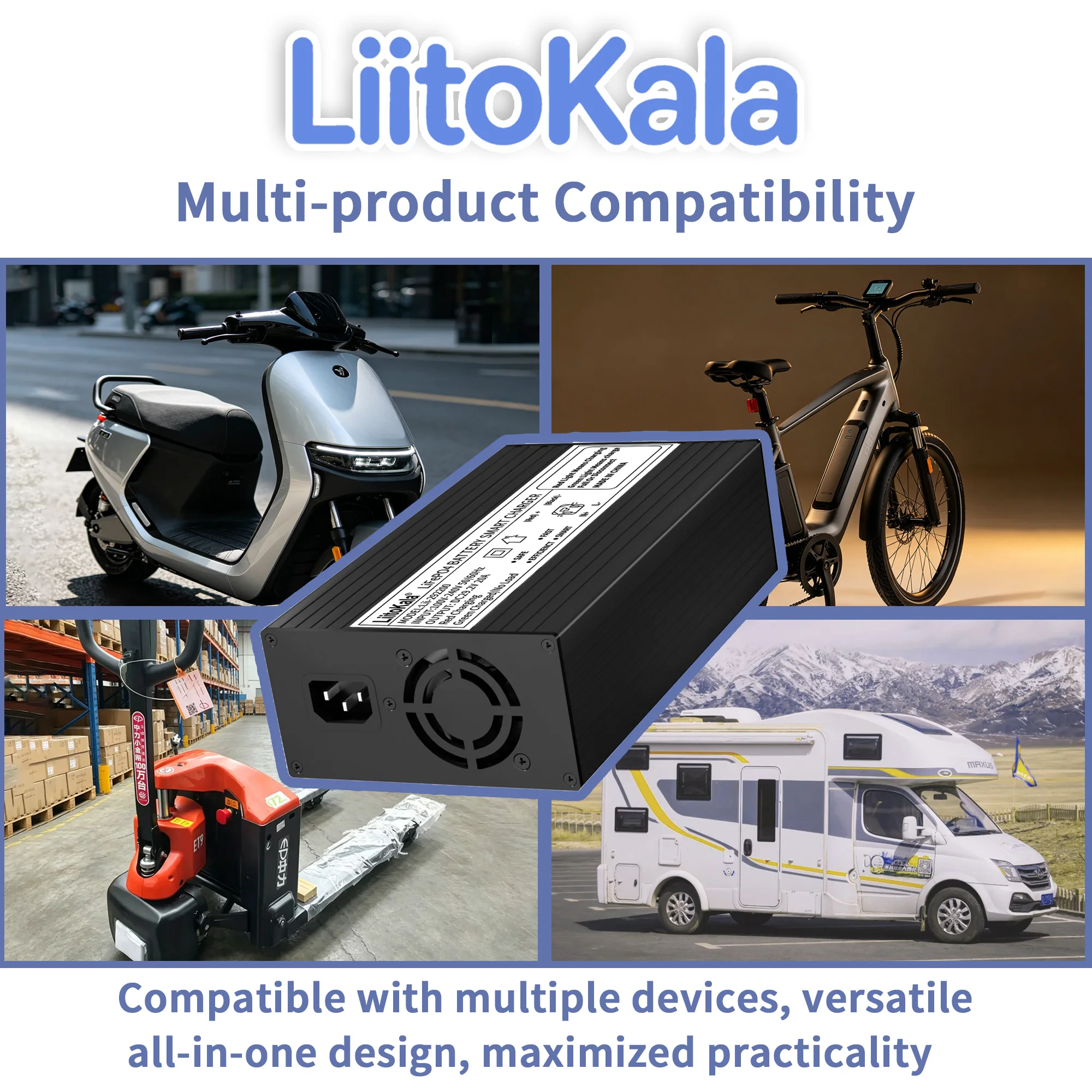 LiitoKala 29.2V 20A Charger Smart Suitable For 8S 24V LiFePO4 Battery electric wheelchair battery Charger universal charger