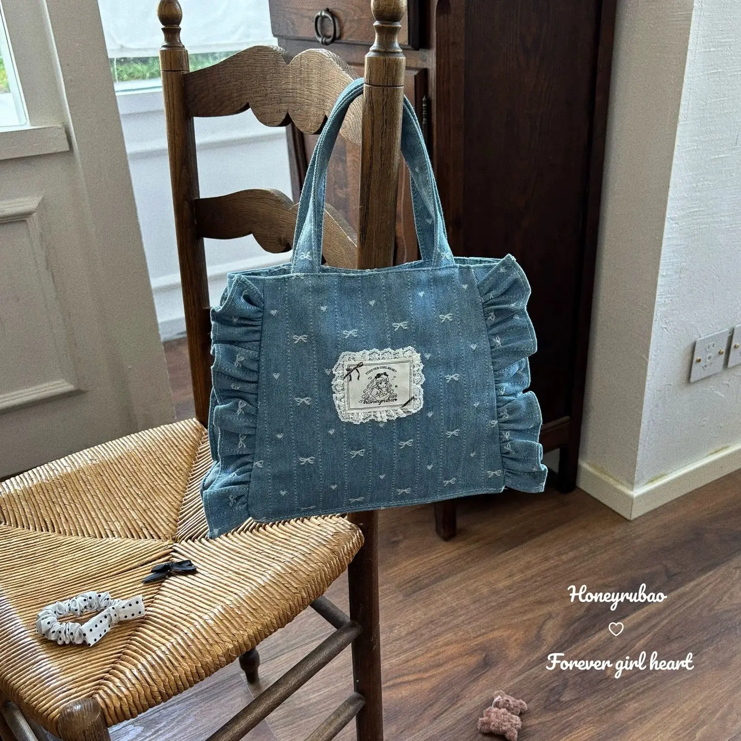 Women’s 2025 Fashion Denim Canvas Bucket Tote, Casual Versatile Handbag for Daily Use
