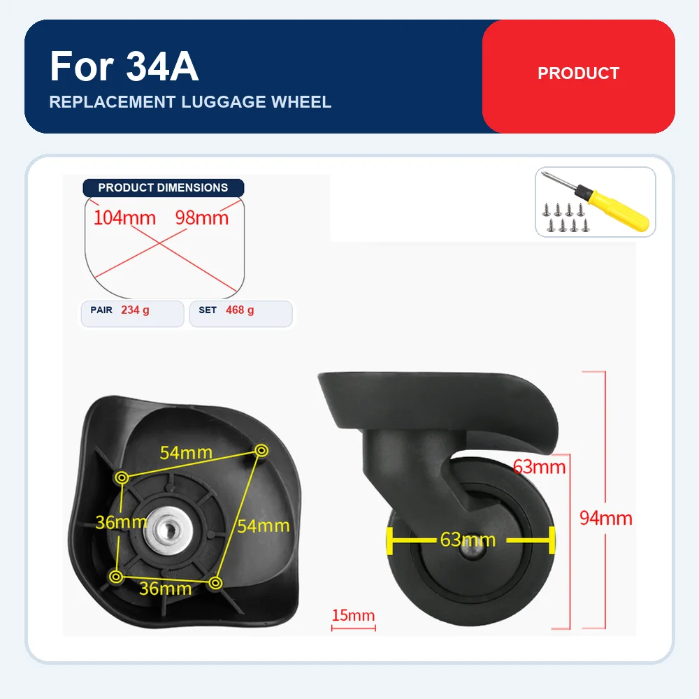 Small Replacement Luggage Wheel For American Tourister 34A For Delsey F-02 For Hongsheng A-23 Caster Repair Part