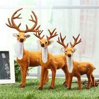 Handmade Craft Elk Plush New Year Desktop Model Miniature Figurine Simulation Deer Christmas Decoration Reindeer Ornament