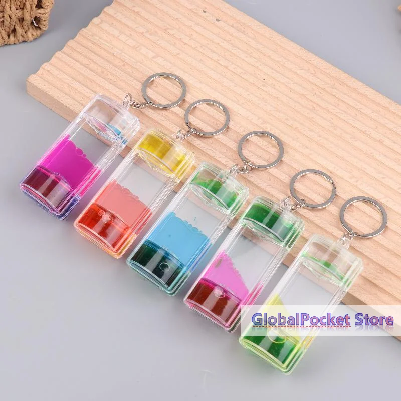 [TG823]Dynamic Liquid Timers Key Chain Colorful Motion Bubbler  Keyring Bag Charm Decor