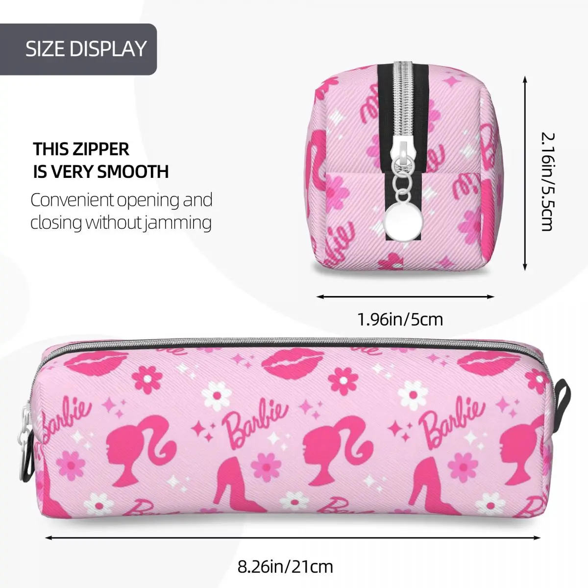 Imagem -04 - Cute Barbi Pencil Cases Pink Pen Box Bolsa para Menina Material Escolar Estudantil Lápis de Zíper Grande Capacidade