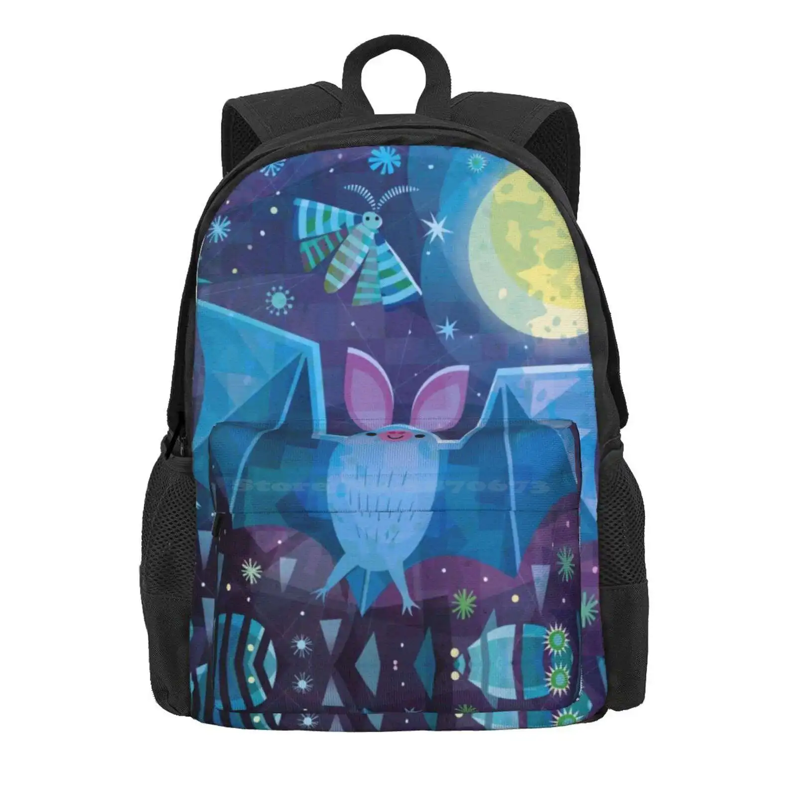 Bat And Moth Hot Sale Schoolbag Backpack Fashion Bags Gareth Lucas Baluga Narwhal Whale Owls Birds Digitalart Fashion