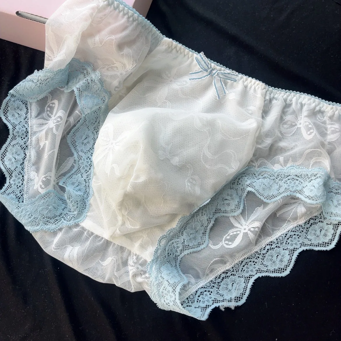 Handmade Man's Cute Lace Hem BF Panties Briefs Harajuku LGBQT 150kg can wear 4